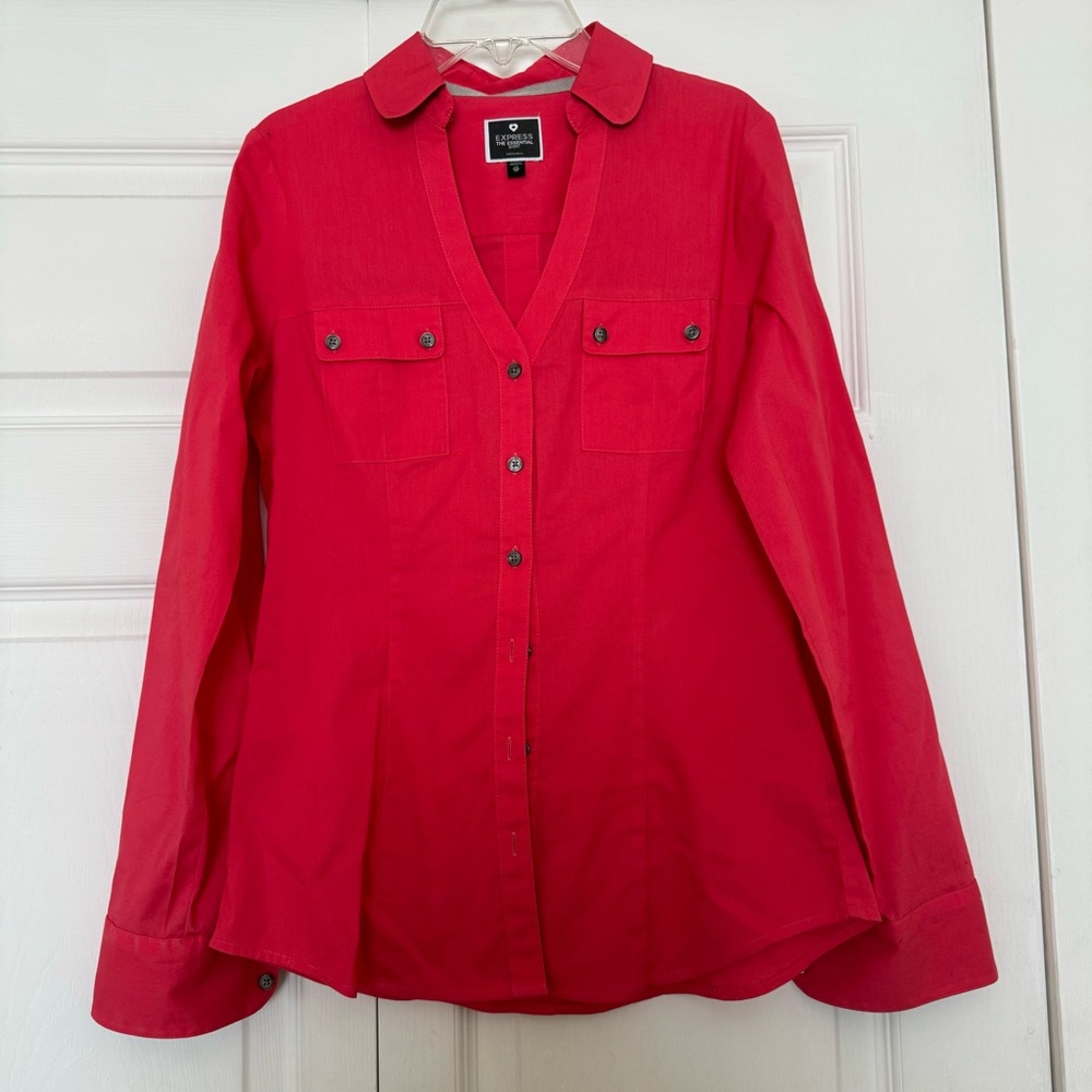 Express Coral Pink Button Down Shirt Size XS